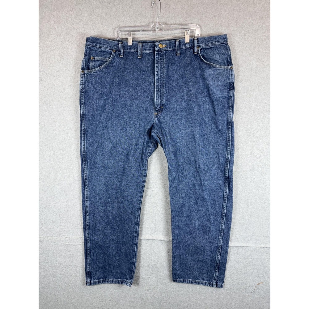 Wrangler Jeans Mens 48x30 Blue Denim Relaxed Fit Comfort Zip Fly Classic Jeans